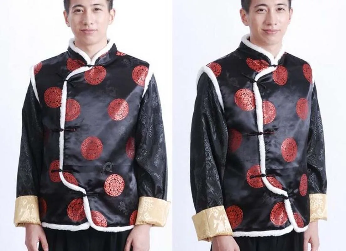 Chinese Traditional Retro Style Men Cotton Vest High Quality Satin Sleeveless Coat Tops Streetwear Vest Birthday Party Jacket