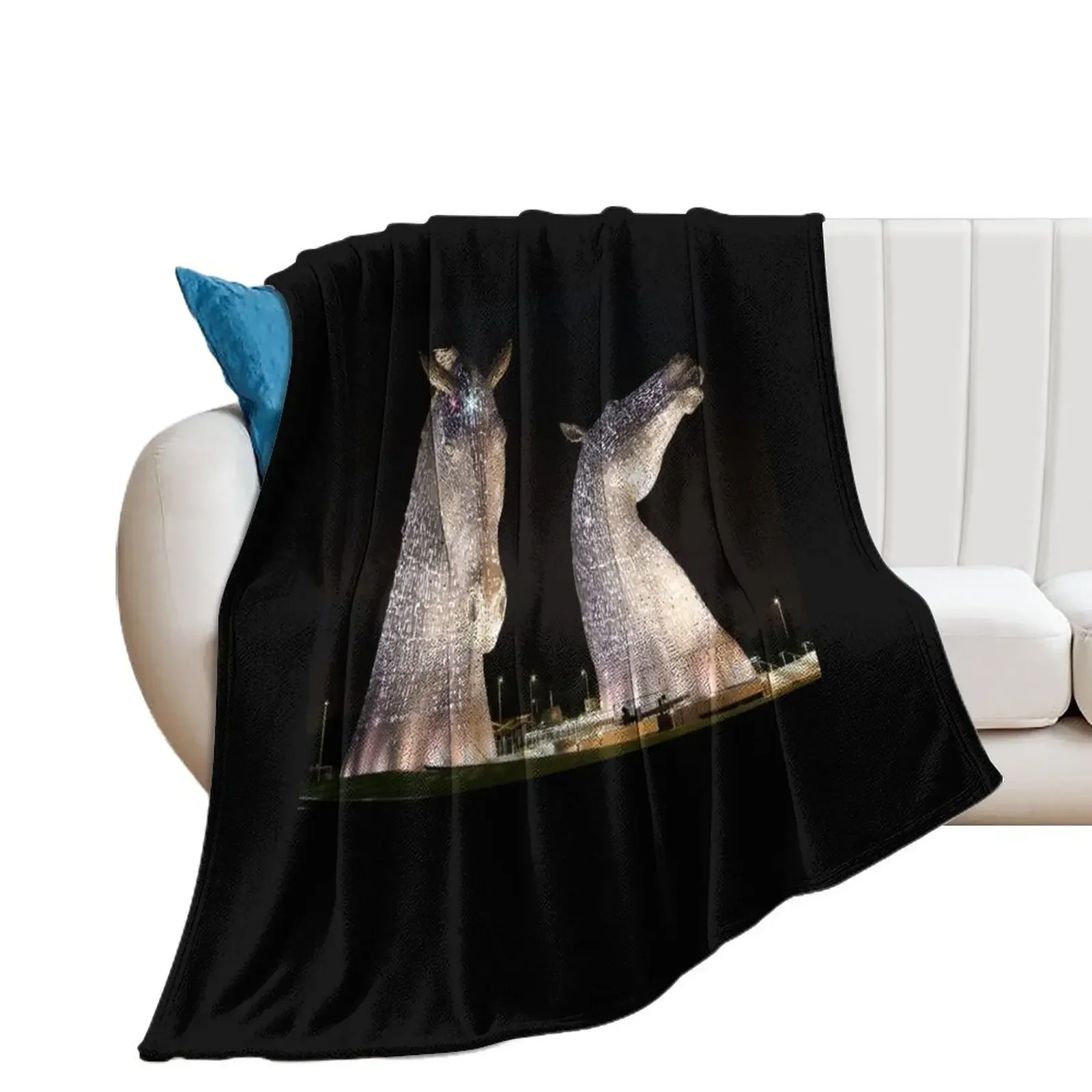 

The Kelpies at night Throw Blanket Soft Plush Plaid Hairys Designers Nap Blankets