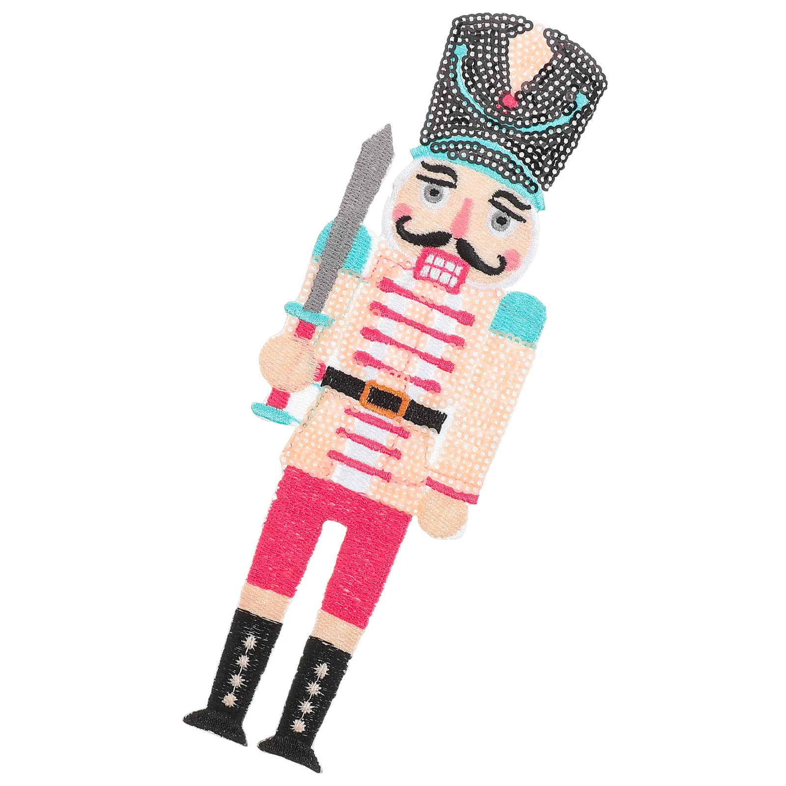 

Nutcracker Cloth Patches Decorative Sequins Iron On Accessories for Backpacks Hats Clothes Christmas Style Festive