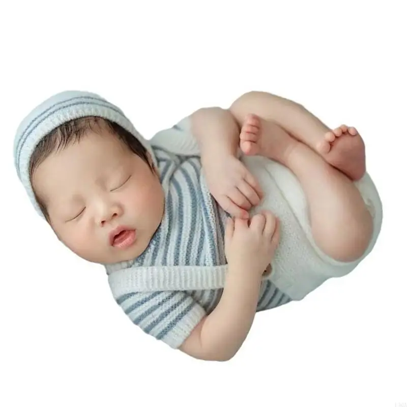 

D5QA Newborns Photography Outfit Soft Fabric for 0-4 Months Baby Knitting Balls Backdrop Blanket for First Month Photoshoots