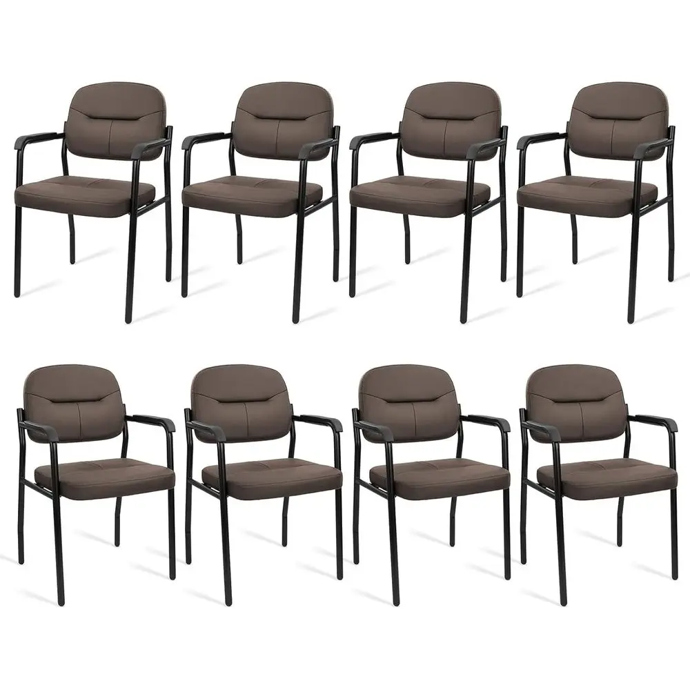 

Эргономичное офисное кресло из коричневой кожи с подлокотниками и поясничной опорой для конференц-залов, лобби и зон ожидания