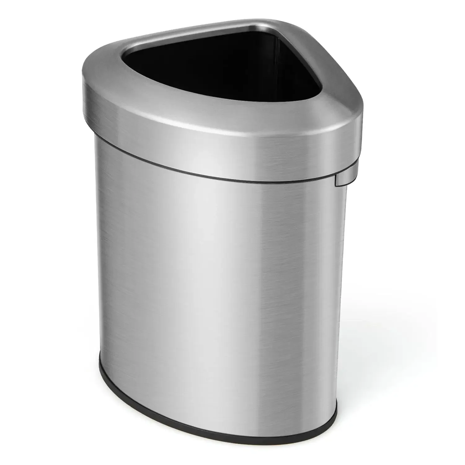 16 Gallon/60L Stainless Steel Corner Trash Can, Triangular Rubbish Trash Bin with Lid, Open Top Garbage Can w/Anti-Slip Bottom