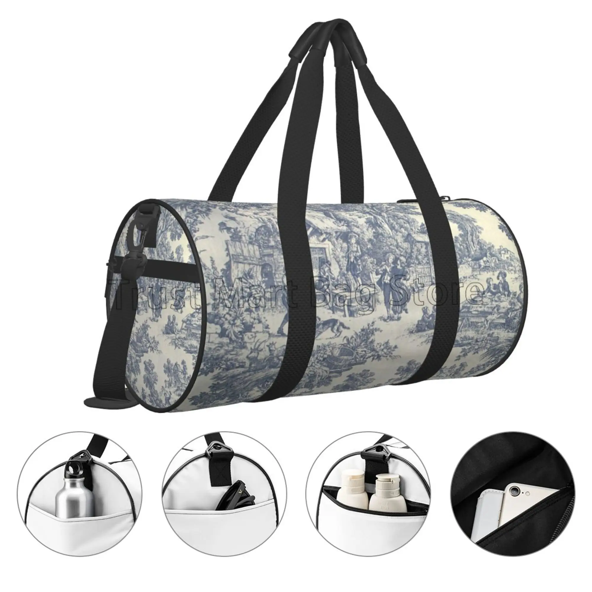 Bolsa De viaje De Toile De Jouy, bolso cruzado De gran capacidad, ideal para fin De semana, equipaje De mano, Unisex