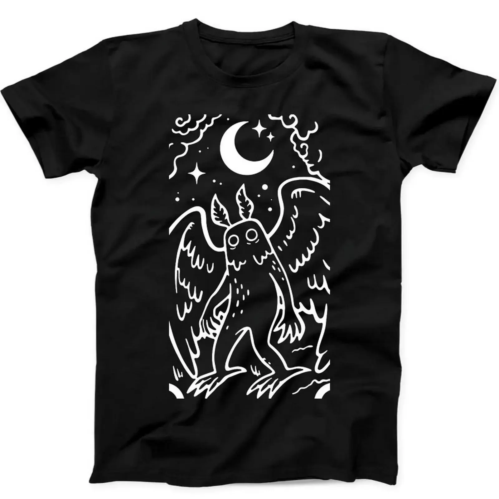 Mothman Weird Strange Unusual Cryptid Cryptozoology T Shirt Black B58 vintage Washed streetwear Slightly homme Casual