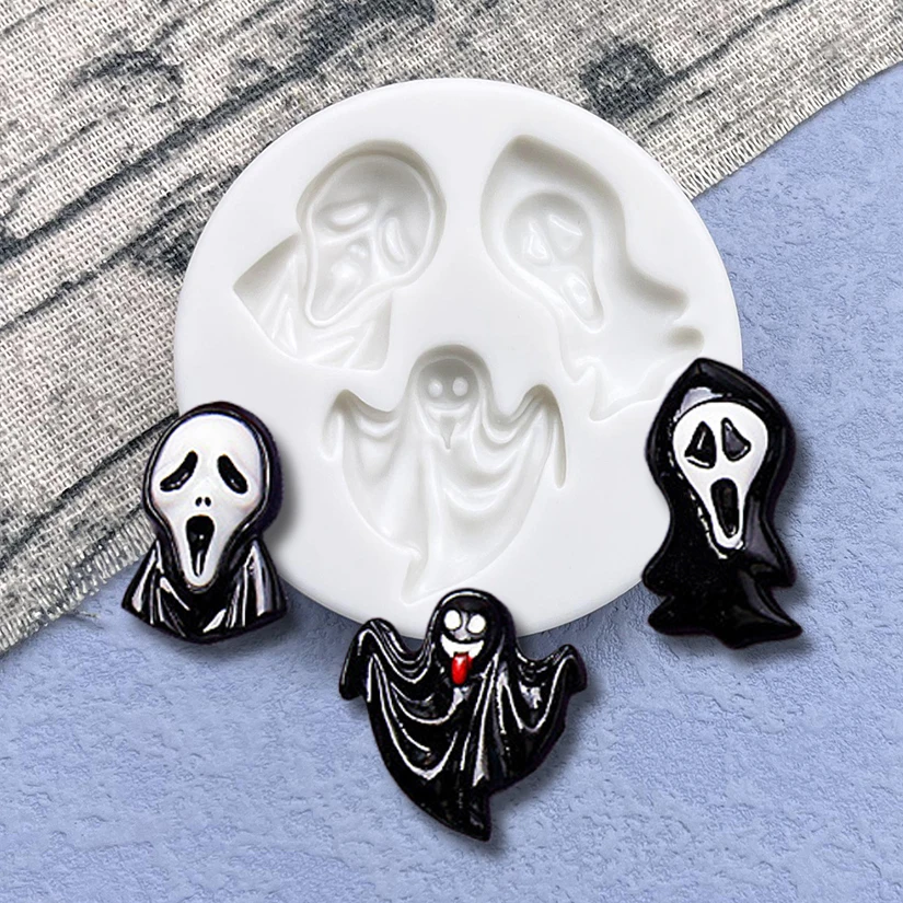 Grim Reaper Ghost Devil Halloween Silicone Sugarcraft Mold Resin Tools Cupcake Baking Mould Fondant Cake Decorating Tools