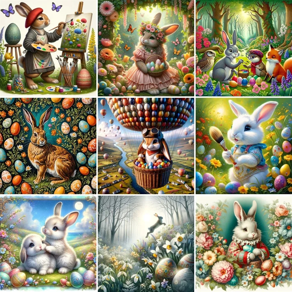 DIY Malen nach Zahlen Sets für Erwachsene Osterhase Ölgemälde-Paket Zeichnen nach Zahlen Heimwanddekoration