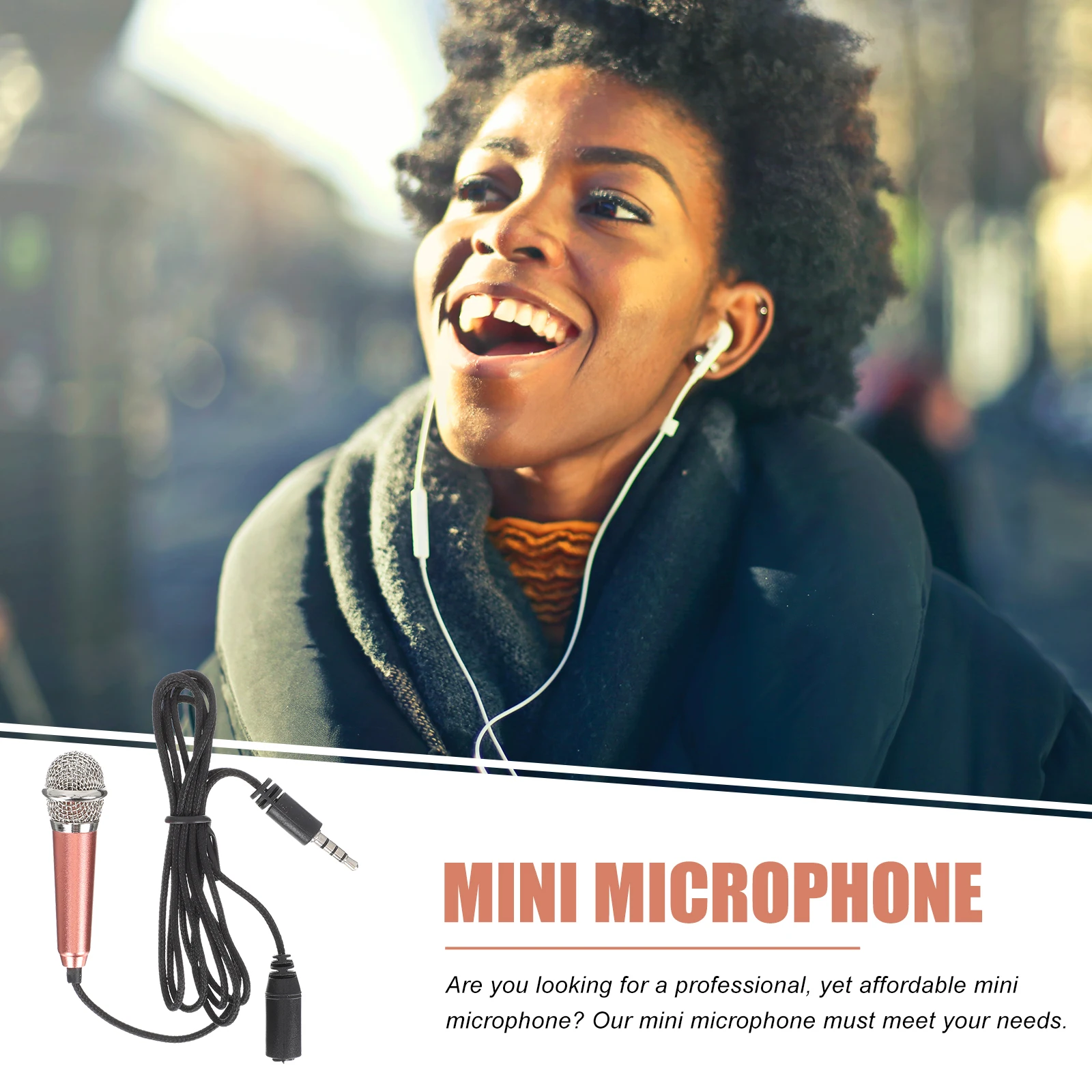 

Mini Microphone Lightweight Portable for Phone Tablet PC Recording Singing Home Video Headset Stainless Steel Premium