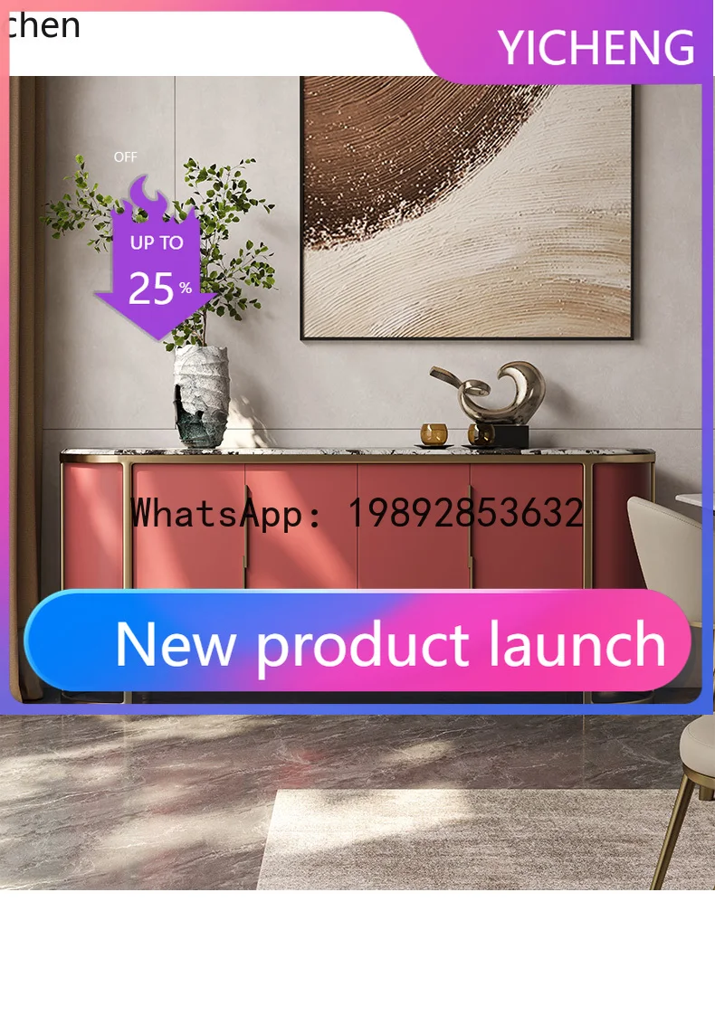 

X1 light luxury natural marble dining side cabinet high-end modern wall solid wood decorative cabinet