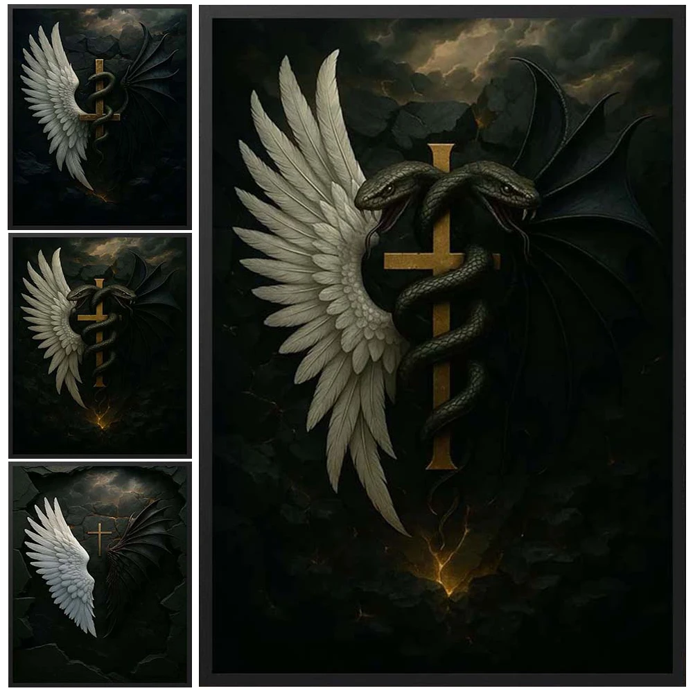 

Snake and Wing Heiliger Bruch Der Schwur der Schlange Poster Wall Pictures For Church Decor Wall Art Canvas Painting Unframed