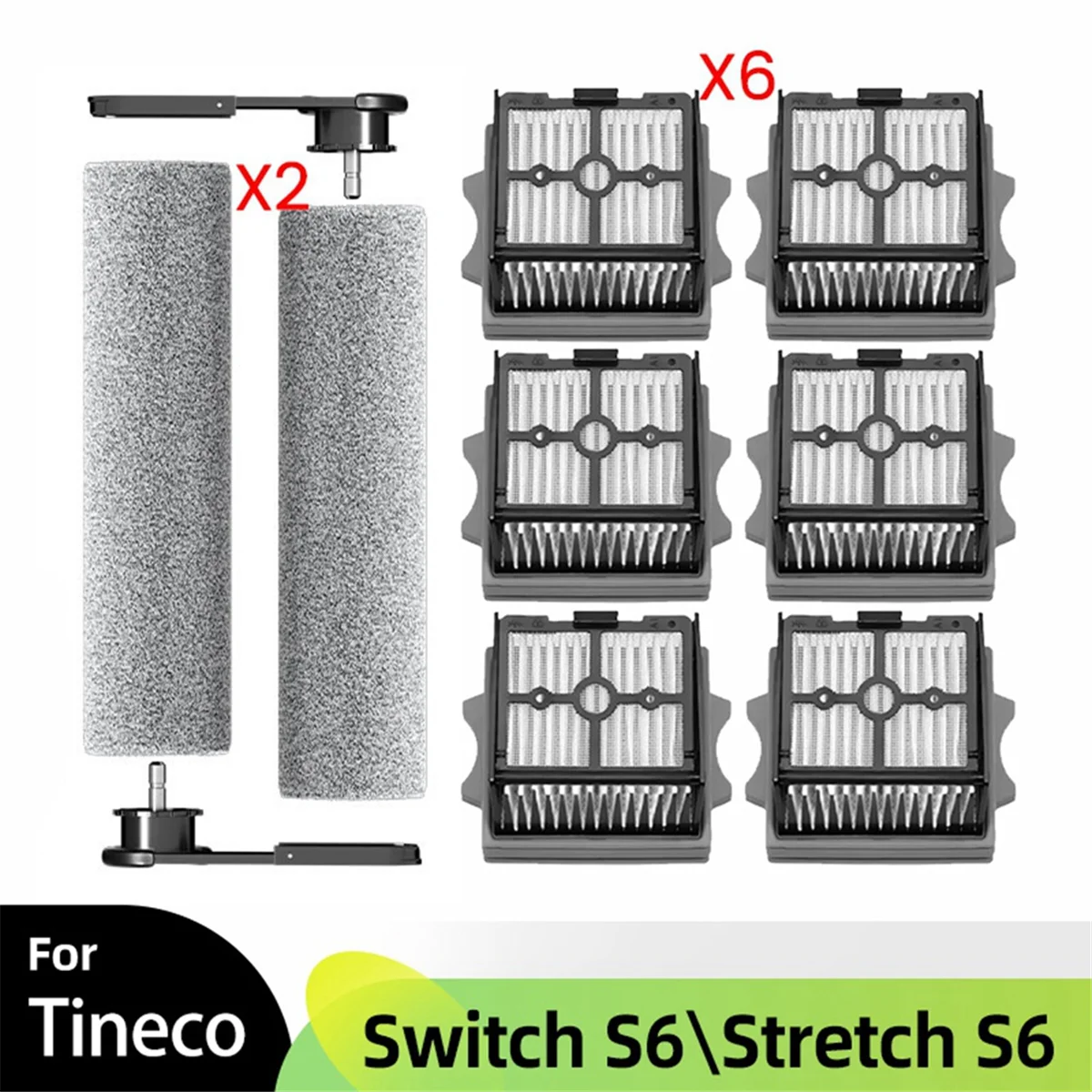 For Tineco Floor One Switch S6/Stretch S6 Parts Wet Dry Vacuum Cleaner Roller Brush HEPA Filters Accessories