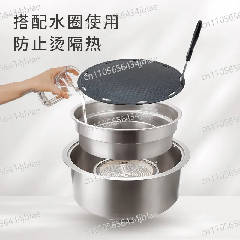 Parrilla eléctrica comercial de acero inoxidable, parrilla para barbacoa semiempotrada, olla especial para barbacoa para tienda de barbacoas coreanas, 1500W