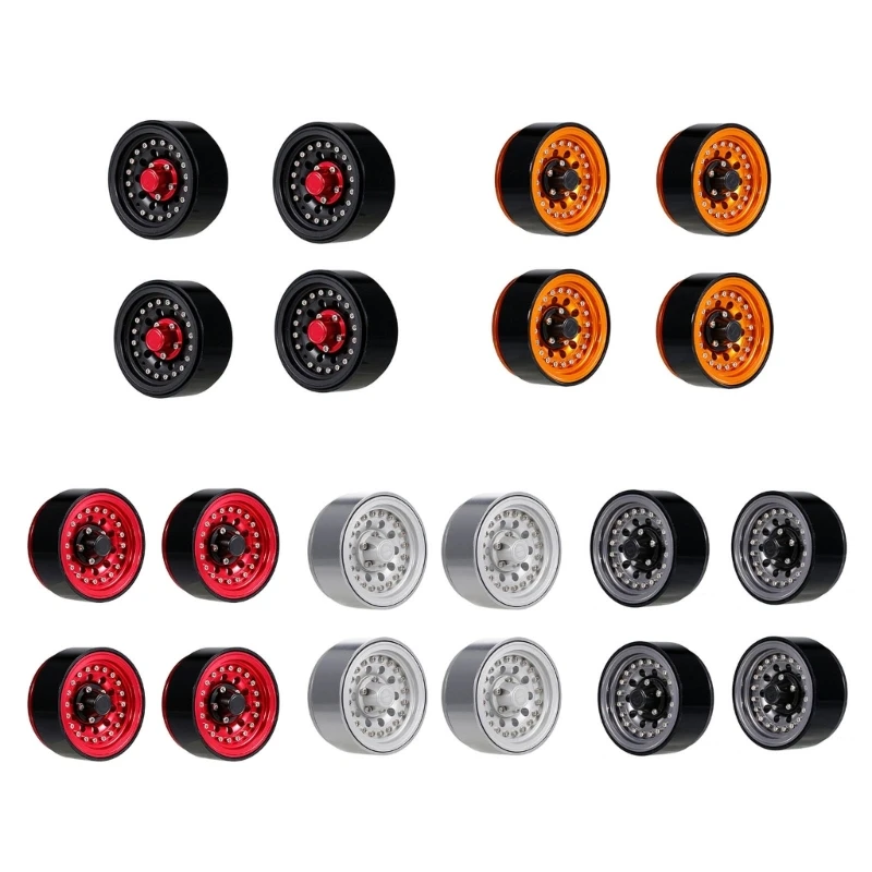 1.9’’ Beadlock Wheel Rims Metal Wheel Hubs Wheel Rims Set of 4PCS for 1:10 Remote Control Play Vehicle Crawl Car