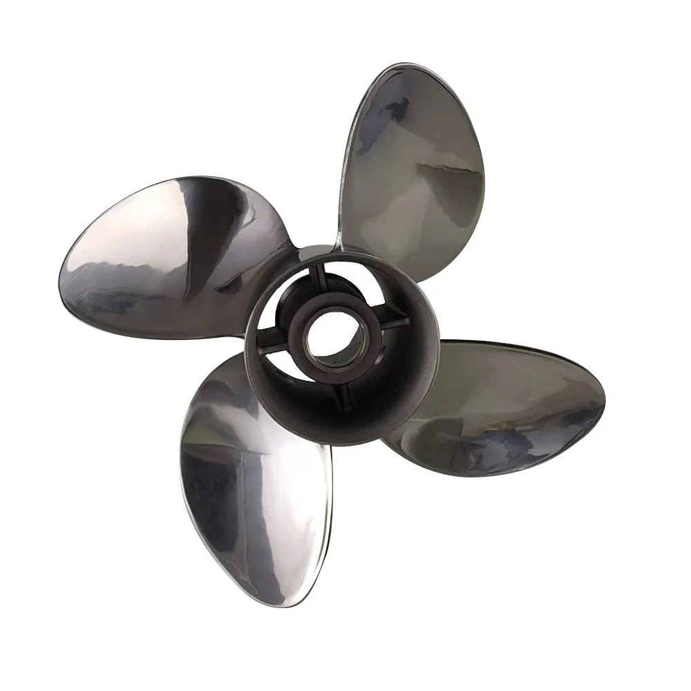 Factory Customized 115 and Uo  4 Blade 14 1/8*19 Stainless Steel Boat Propeller for  Outboard Engine