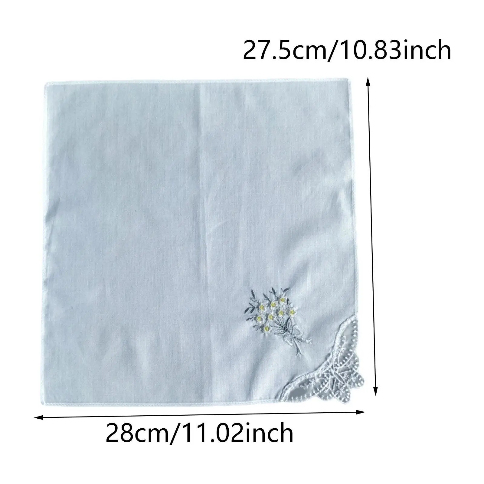 6Pcs Embroidered Cotton Handkerchiefs Soft Flower Hankies for Wedding Party