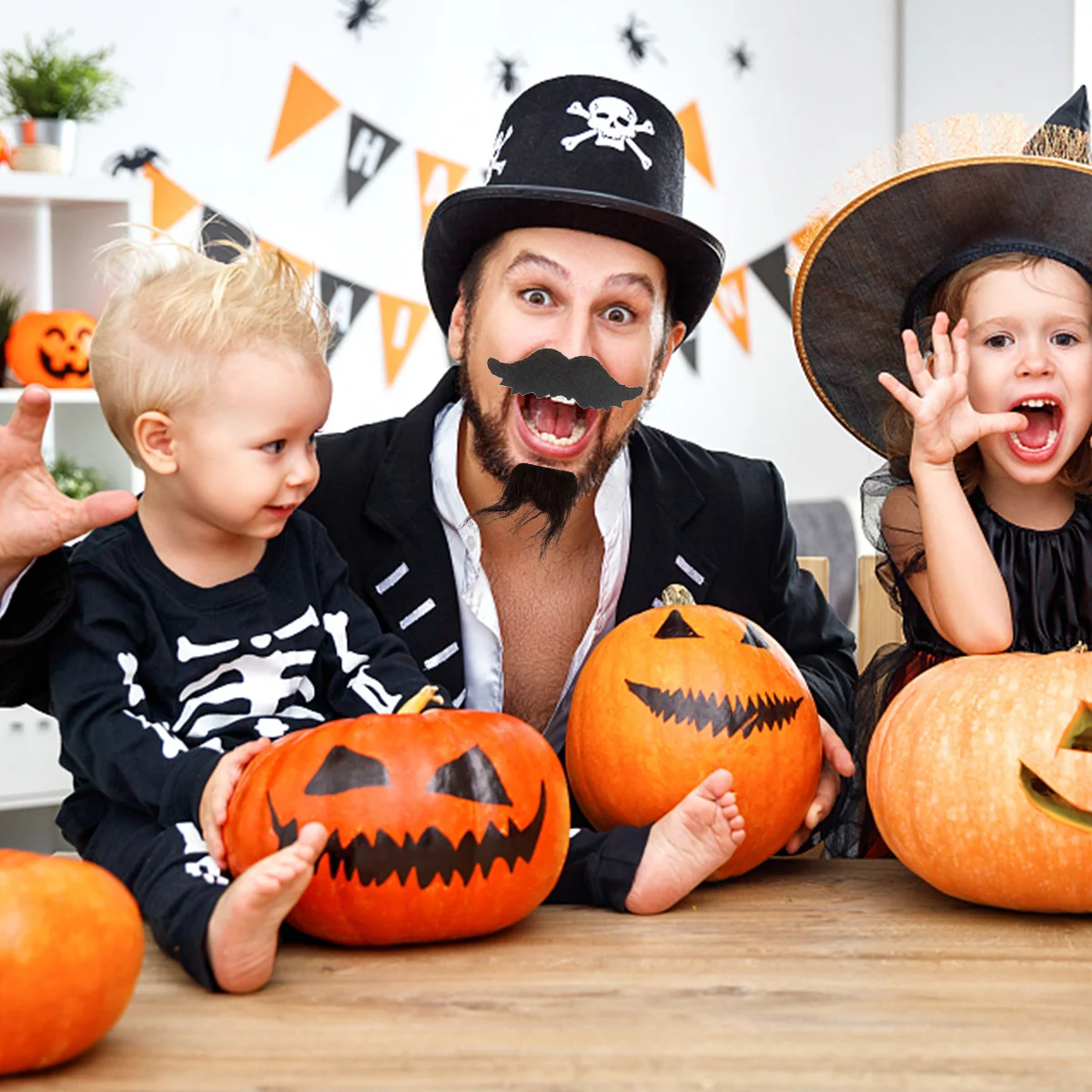 24 pezzi costume da pirata barba finta baffi uomo barba in maschera puntelli abbigliamento da uomo