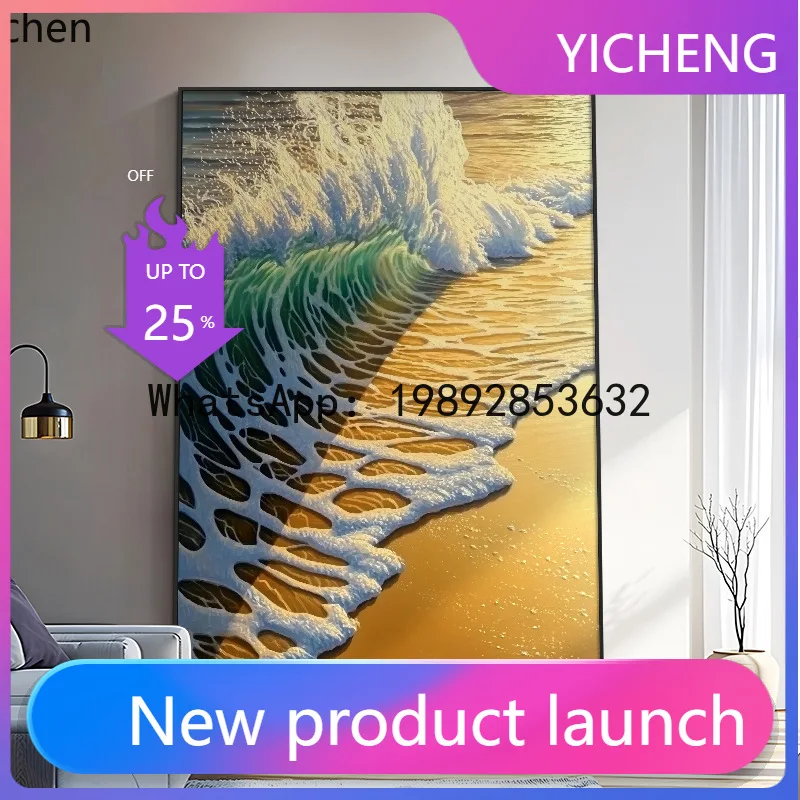 

pure hand painted ocean waves oil painting for living room hallway decorative art