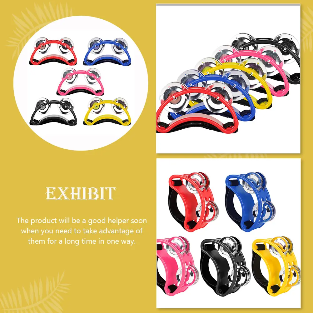 

Kids Musical Instruments Pedal Bell Foot Tambourines for Adults Percussion Hand Shaker Yellow Baby