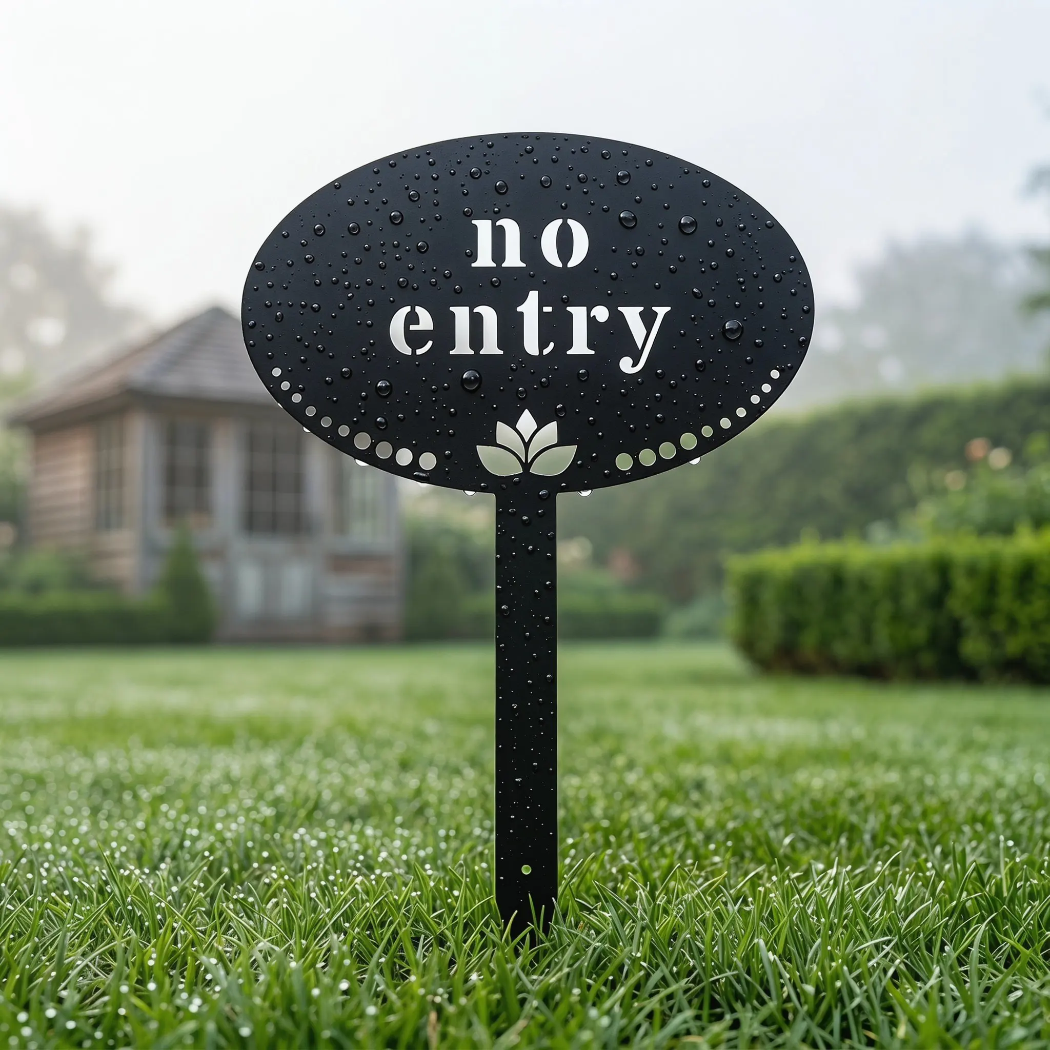 Iron Warning Sign Driveway No Entry Metal Garden Stake Sign Weatherproof Private Property Warning Marker for Yard Lawn Garden