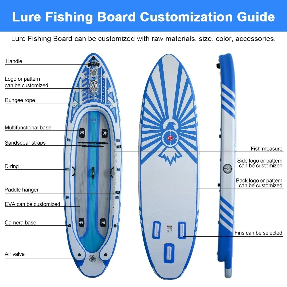 الصين المورد BSCI / CE OEM بالجملة مخصص سوب الصيد مجداف مجلس Lulusky الصيد دواسة مجلس قطرة واحدة غرزة