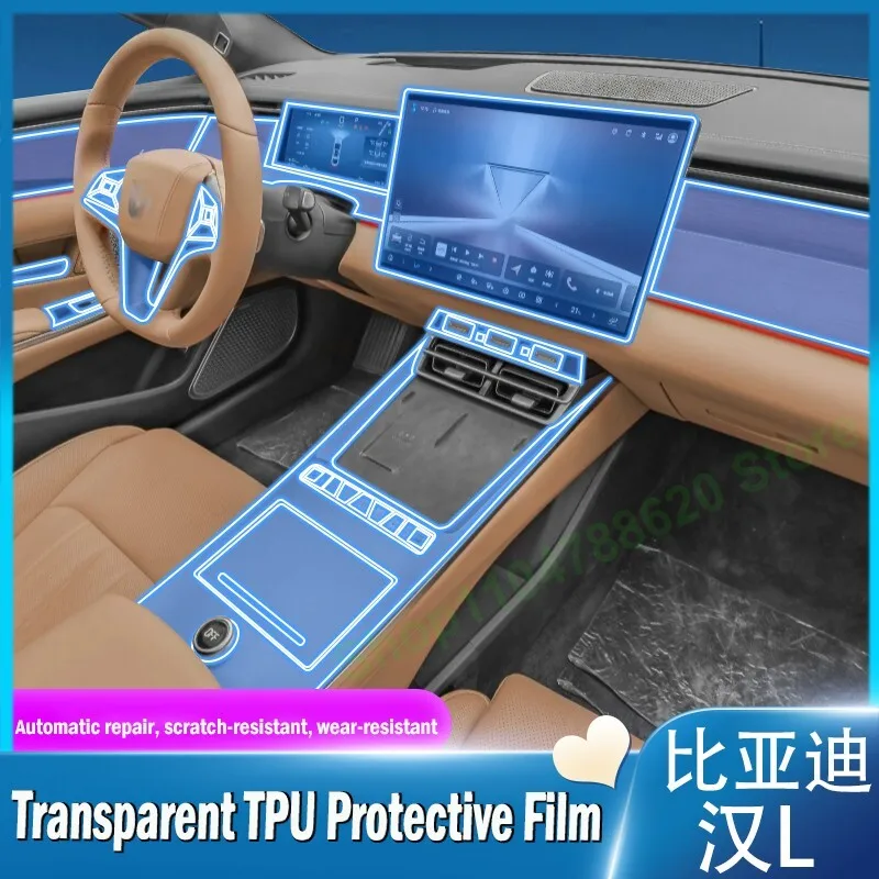 

TPU Car Central Control Screen Scratch-resistant Transparent Protective Film Interior Sticker For BYD Han L 2025 Accessories
