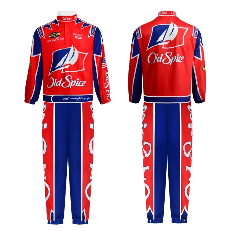 Movie Ricky Bobby Cosplay Uniform Racing Wear Top Pants Man Halloween Carnival Outfits fy1;