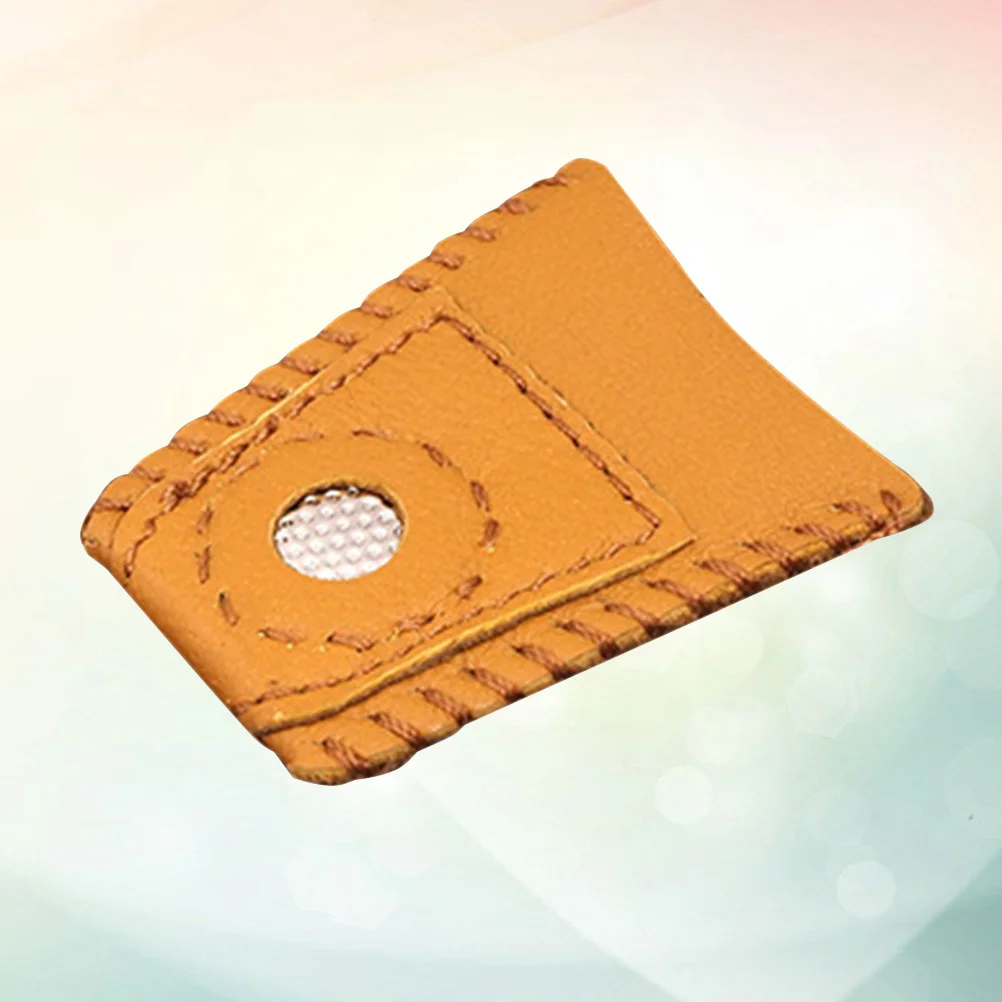 كشتبان إصبع حامي جلد الغنم البني لإبرة التلبيد الخياطة التطريز الحرفية Diy أداة #3