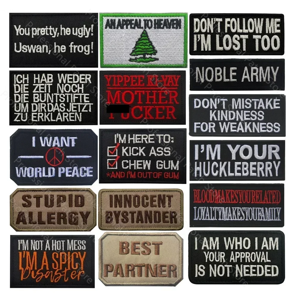 Hot Selling   Funny Classic Saying Patch Motivational Phrases Biker Slogan Words Patches Appliqued Sticker Chevron Strip Badge