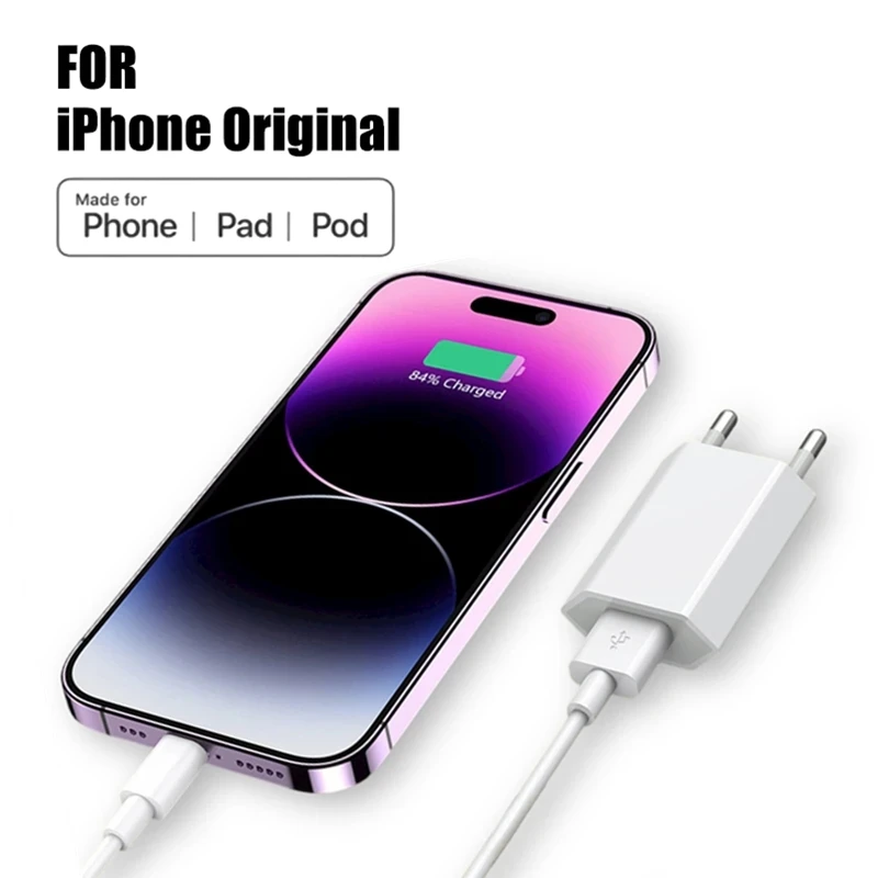 Оригинальный EU USB-кабель для зарядного устройства для iPhone 7 8 14 Plus 6 6S X XR XS Max 11 12 13 Pro SE, кабель для быстрой зарядки для Apple,