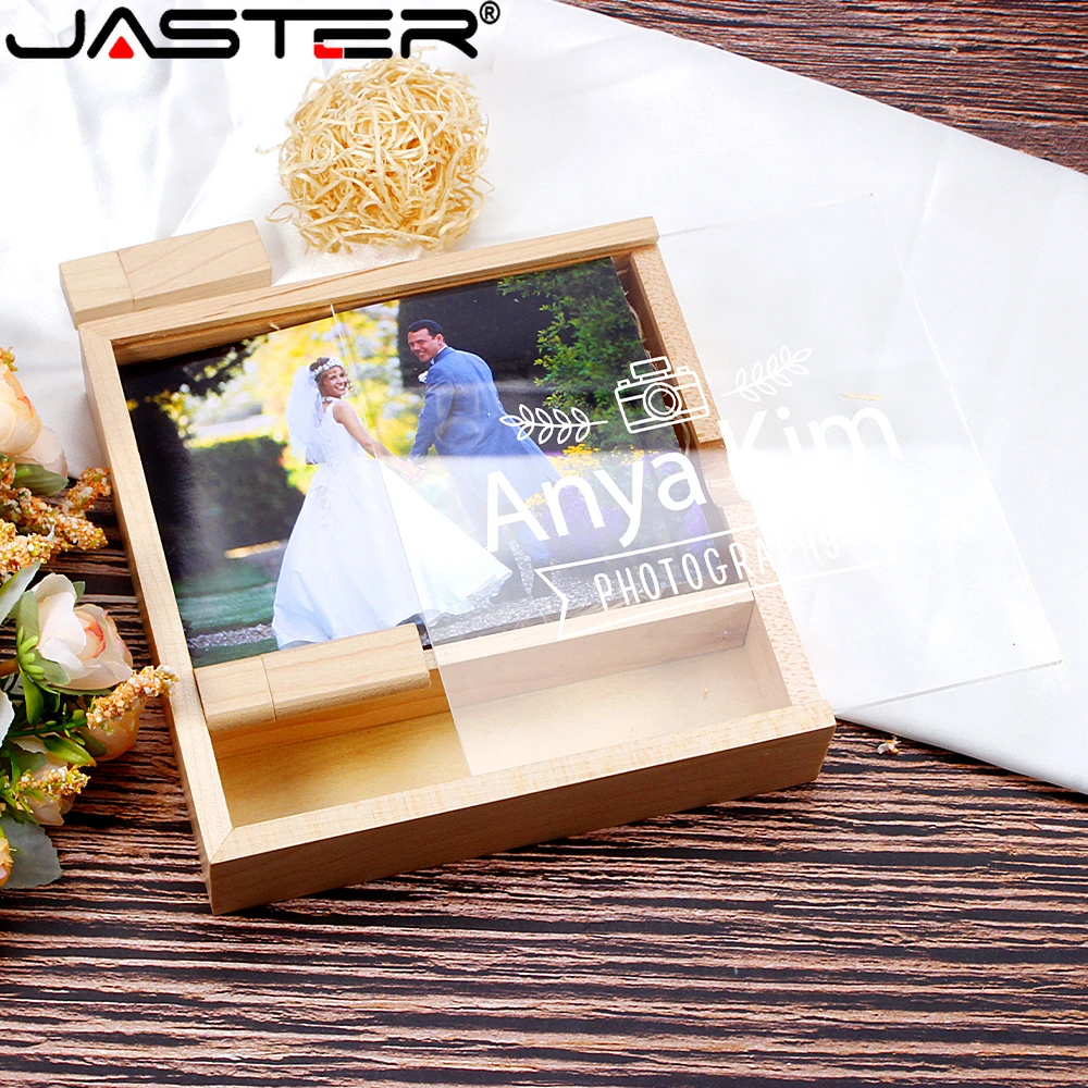 Photo Album Box Usb Pen Drive 128GB Wedding Gift Flash Drives 64GB Custom logo Memory Stick 32GB Wooden U Disk 16GB 8GB 4G Maple