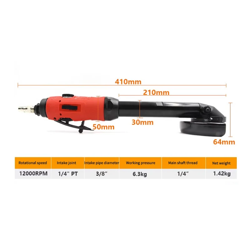 CT254 4 Inches Pneumatic Angle Grinder Positive Negative Speed Adjustable Extension Rod 100MM Cutting Grinding Polishing Machine