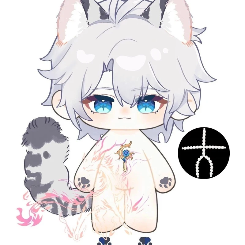 

20cm Anime Honkai：Star Rail Phainon Kawaii Leopard Animal Ear Plush Doll Body Cosplay Dress Up Clothes Plushies Toys Gifts