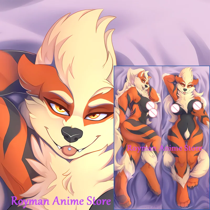 

Dakimakura Anime Arcanine Furry Double Sided Print Life-size Body Pillow Cover