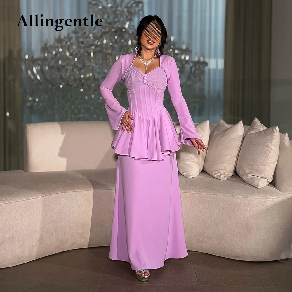 

Lilac Purple Long Sleeves Evening Dresses Women A-line Cocktail Party Gowns Formal Occasions Corset Prom Dress 2026 Customized
