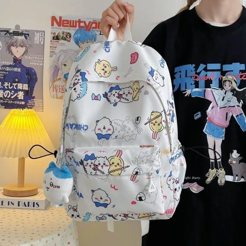 

Школьный рюкзак Usachi Chiikawa с мультяшным принтом Hachiware, студенческий рюкзак для кампуса, милый универсальный пригородный рюкзак большой вместимости