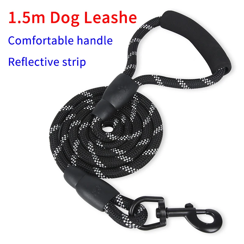 

1.5M Fiber Nylon Dog Leashes Red Blue Round Outdoor Training Travel Walking Hiking Small Large Dogs Pet Leash Reflective Leash