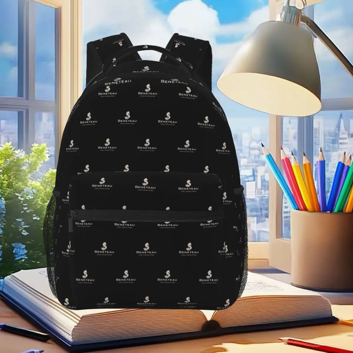 Beneteau Segelboot-Segelyacht-Rucksack für Studenten, Jungen und Mädchen, Büchertasche, Kinder-Schultasche, Laptop-Umhängetaschen für Männer und Frauen