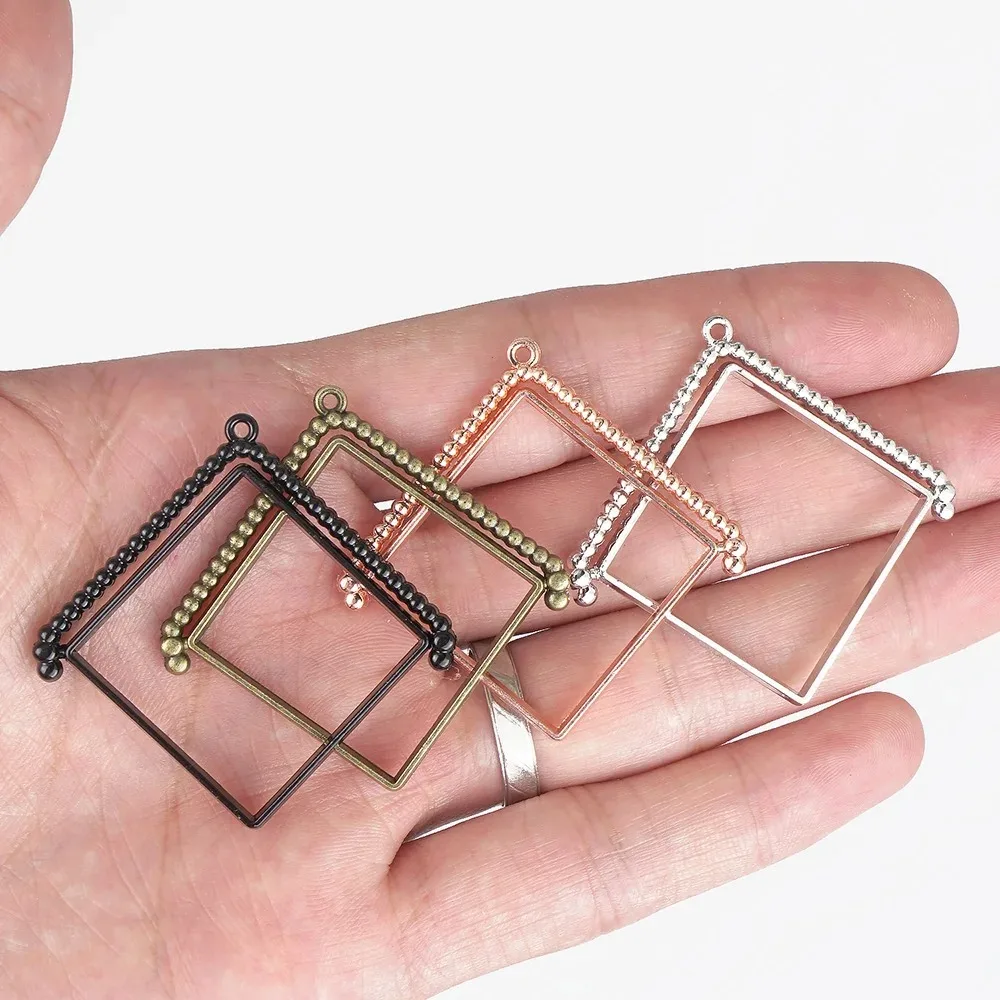 

25mm Square Open Back Pendant Resin Setting Blanks Open Frame Rotating Pendant Frame Setting 10pcs