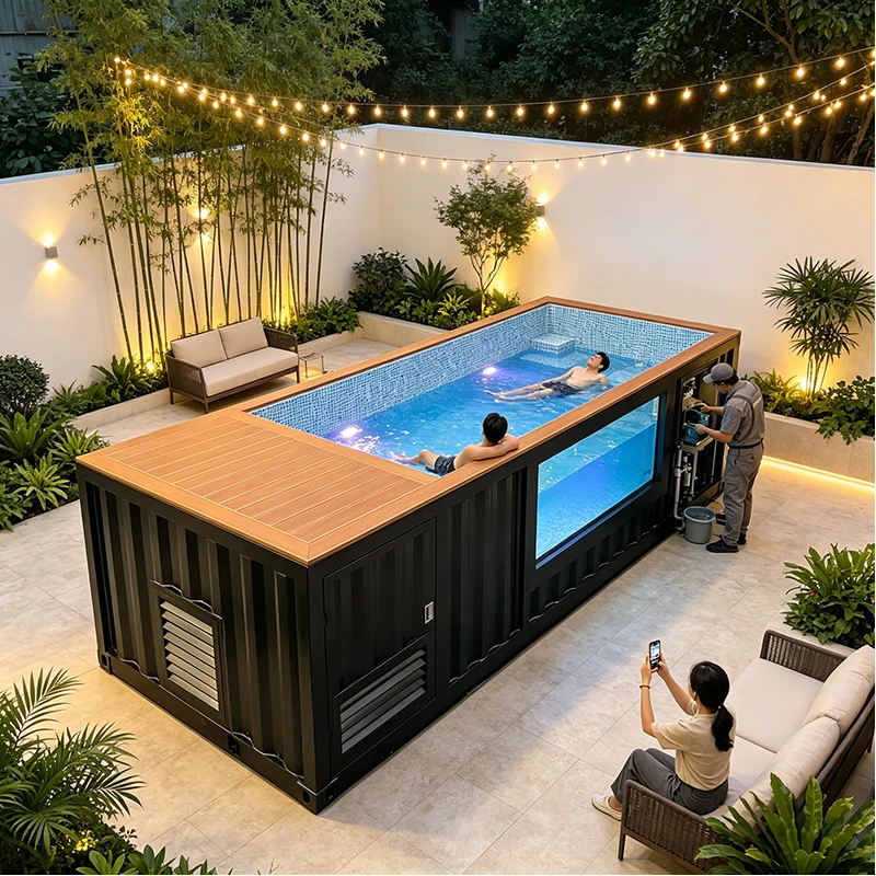 Premium 40FT Container Pool Outdoor Swimming Pool with Integrated Filtration System for Backyard Family Resort