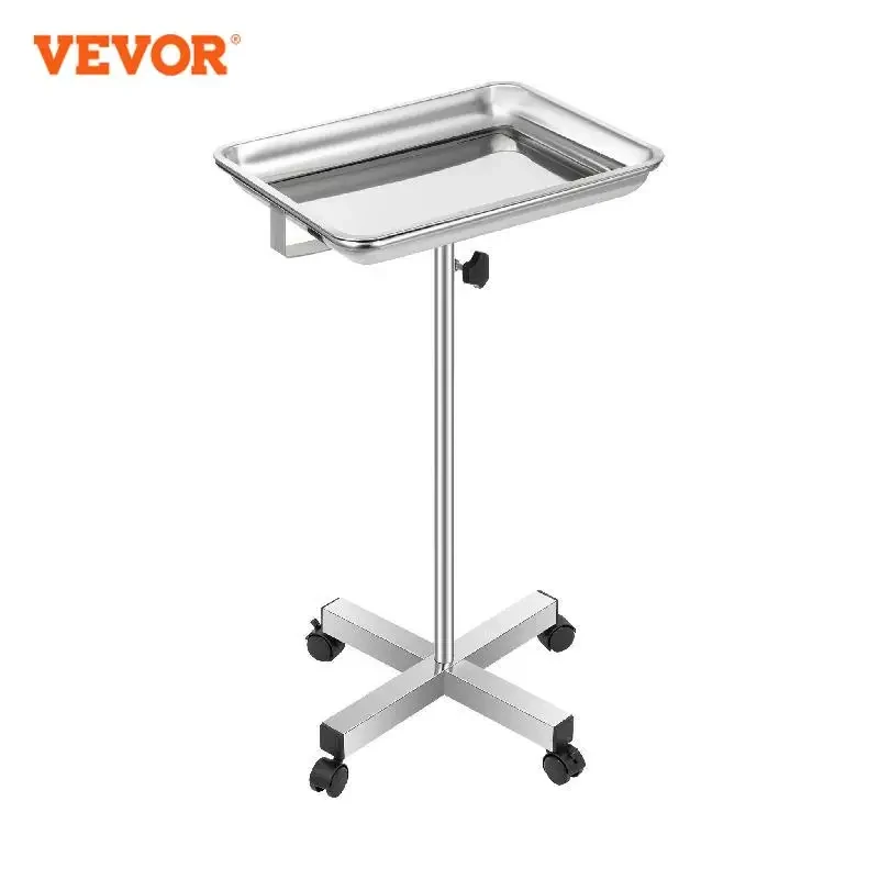 

VEVOR 32-51 Inch Mayo Stand Mayo Tray with Adjustable Height Omnidirectional Wheels for Home Equipment Personal Care Laboratory