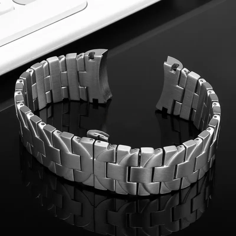 Tali Jam Tangan Baja Tahan Karat Ujung Melengkung Padat untuk Panerai PAM441 111 382 PAM01316 Tali Jam Tangan Gelang Gesper Kupu-kupu Pria 24Mm