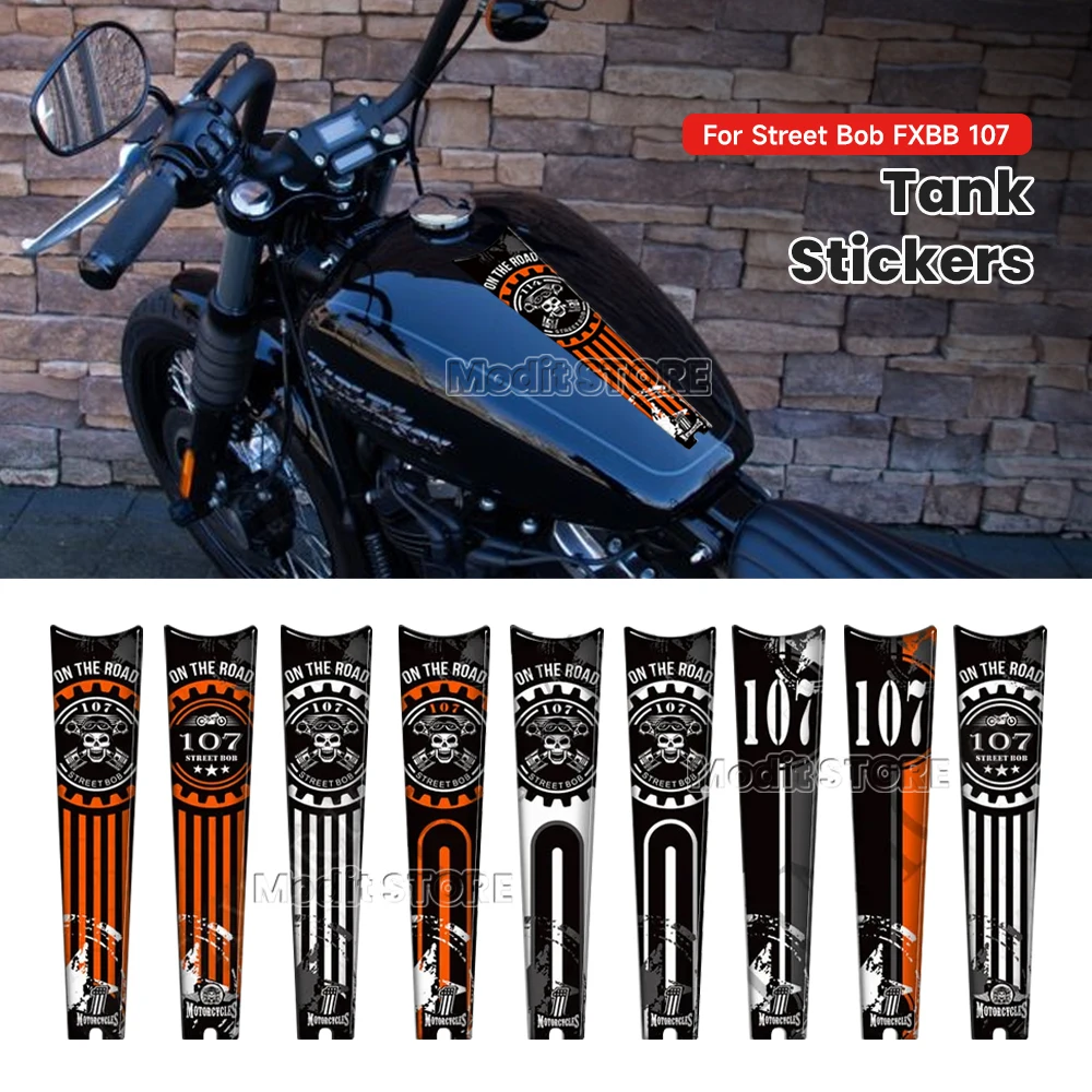 

Motorcycle For Harley Davidson Street Bob FXBB 107 M8 Tank Knee Pad Decals Protector Side Grips Gas Fuel Oil Kit Stickers