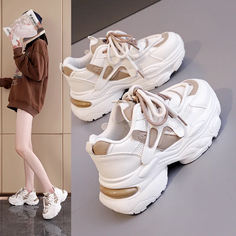 

Ladies Vulcanized Shoes Fashion New Korean Version Versatile Student Running Sports Thick Soled Dad Shoes