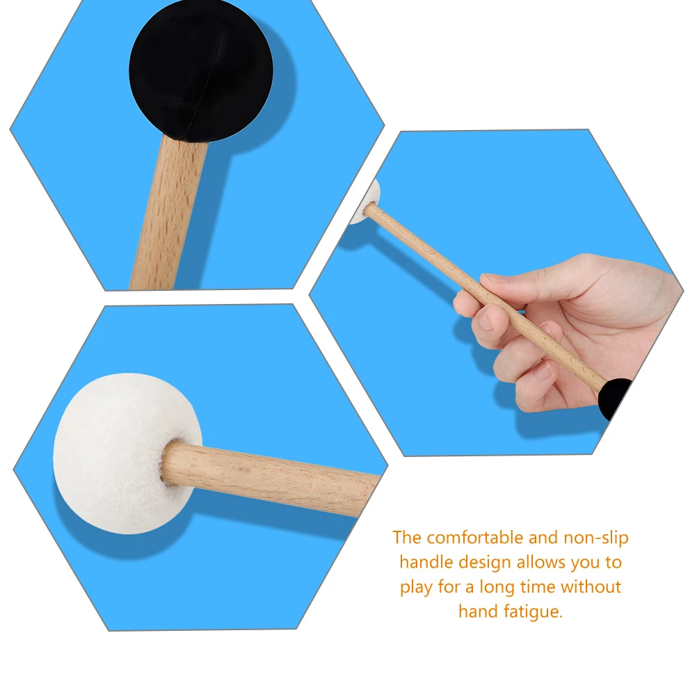 

Singing Bowl Music Mallet Bass Drum Mallets Sticks Percussion Glockenspiel Rubber Felt Small Hammer Soft