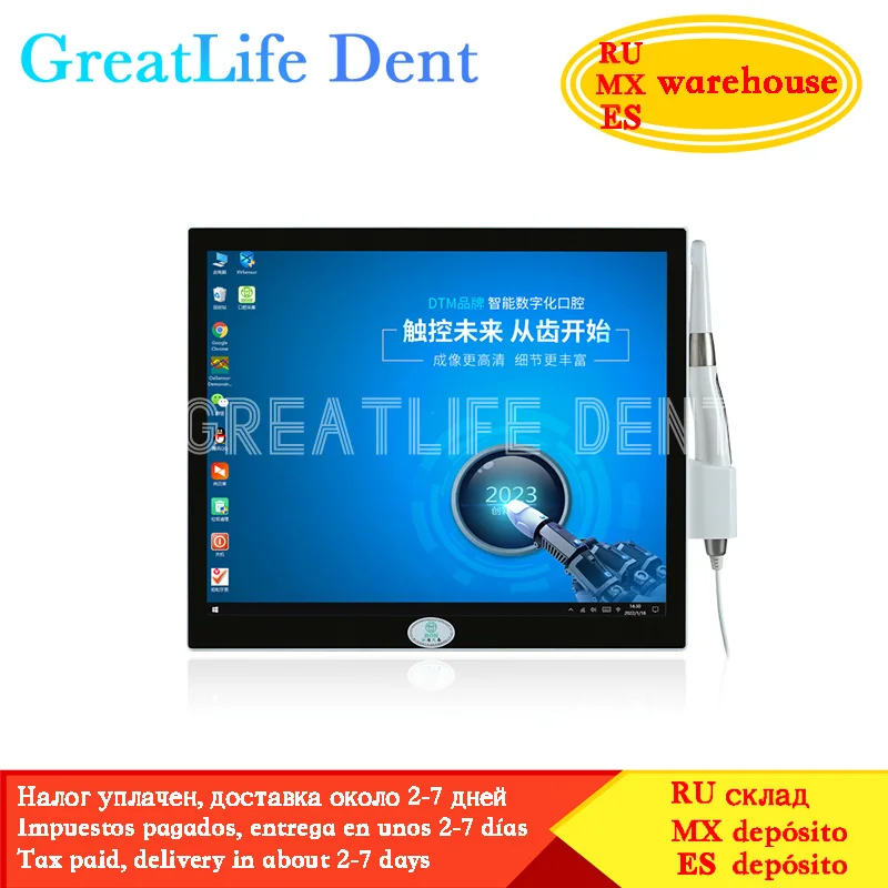 Greatlife หน้าจอสัมผัส17นิ้ว Hd1600 LCD AIO จอมอนิเตอร์ทันตกรรมกล้องส่องภายในพร้อมหน้าจอคอมพิวเตอร์