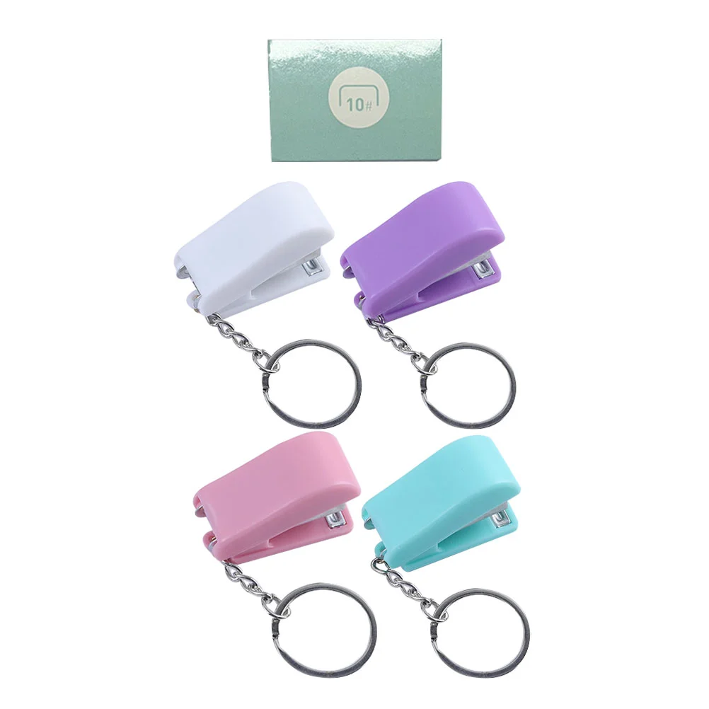 Keychain Stapler Student Gifts Heavy Duty Pendant Portable Staplers Hanging Book Binding Tool Car Mini Stapling