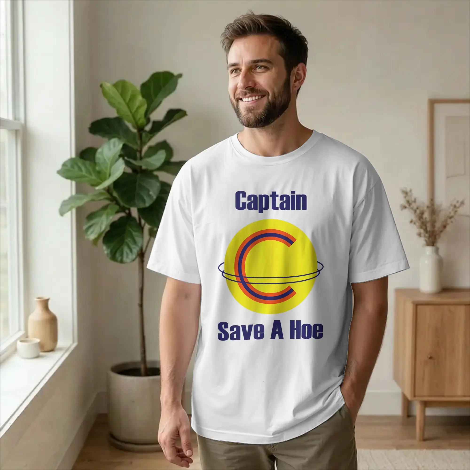 Captain Save a Hoe Costume T Shirts Men Cotton Novelty T-Shirt Round Collar Funny Halloween Tee Short Sleeve Clothes Plus Size