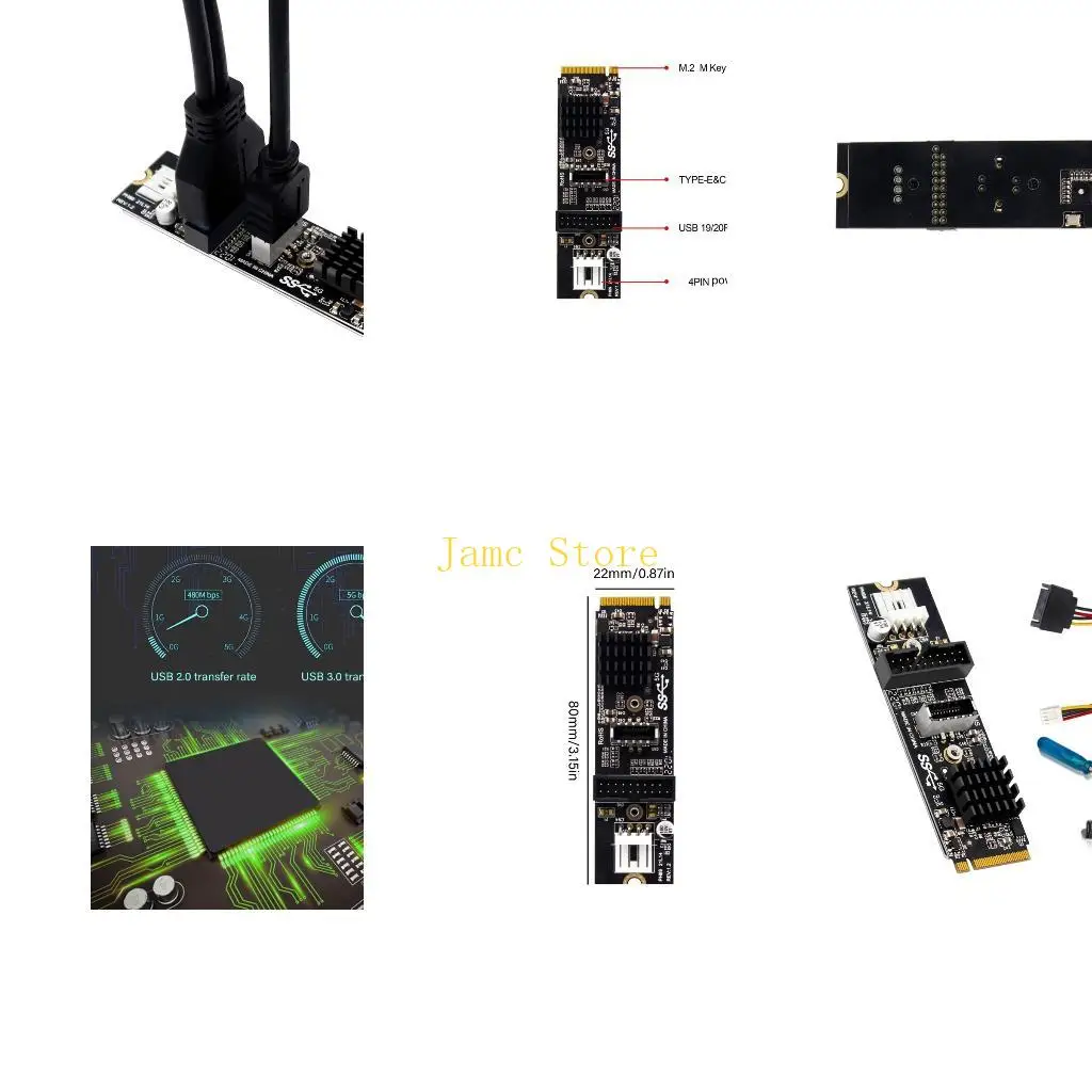 Карта расширения LX0B M.2 MKey PCIe добавляет порты USB 3.1 Gen2 Type C E на передней панели. Улучшает соединение и передачу со