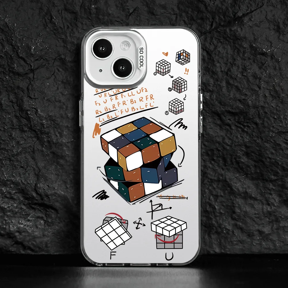 Fun R-Rubiks cube game math Phone Case for iPhone 12 11 13 14 15 16 Max Pro Plus Laser Cover