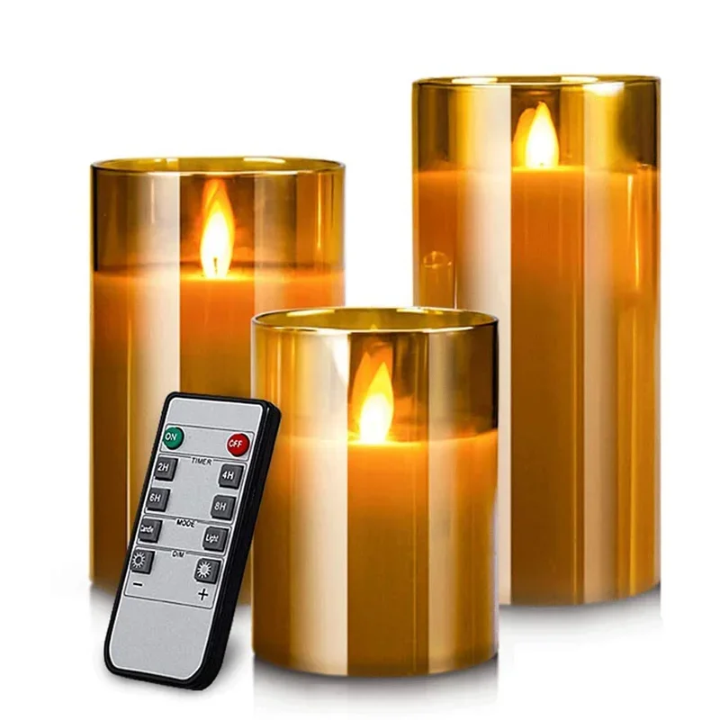 3Pcs/set Flameless LED Candles Flickering Real Wax Fake Flame Battery Candles for Wedding,Festival Decorations