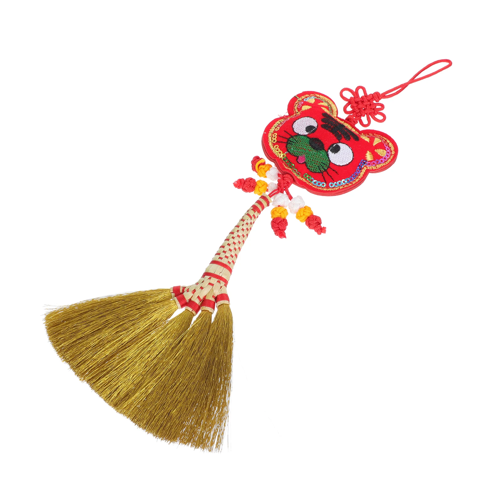 

1pc Tiger Head Broom Pendant Decor Premium Material Environmental Protection New Year Housewarming Gift Spring Festival Supplies